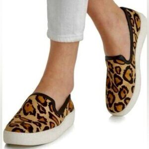 Sam Edelman Woman’s Leopard Print Cowhide Slip on Sneakers Size 8